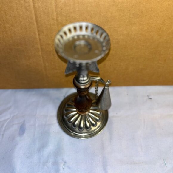 Vintage Colonial Style Patriotic metal/wood Candle Holder w/snuffer Eagle design - Picture 2 of 3